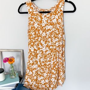 Old Navy Floral Tank Mustard Size Small